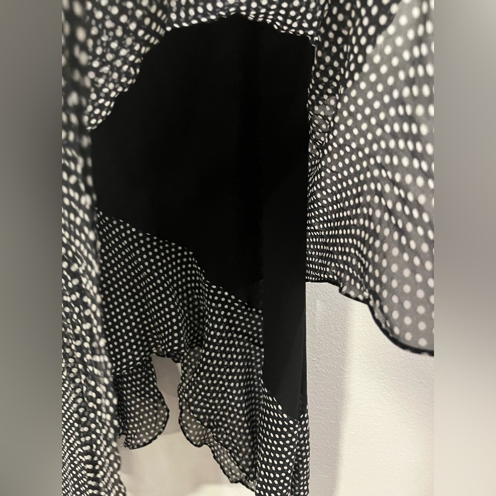 100% Silk Vintage Y2K Adrianna Papell Black and White Polka Dot Dress - Size 8 - Picture 6 of 7